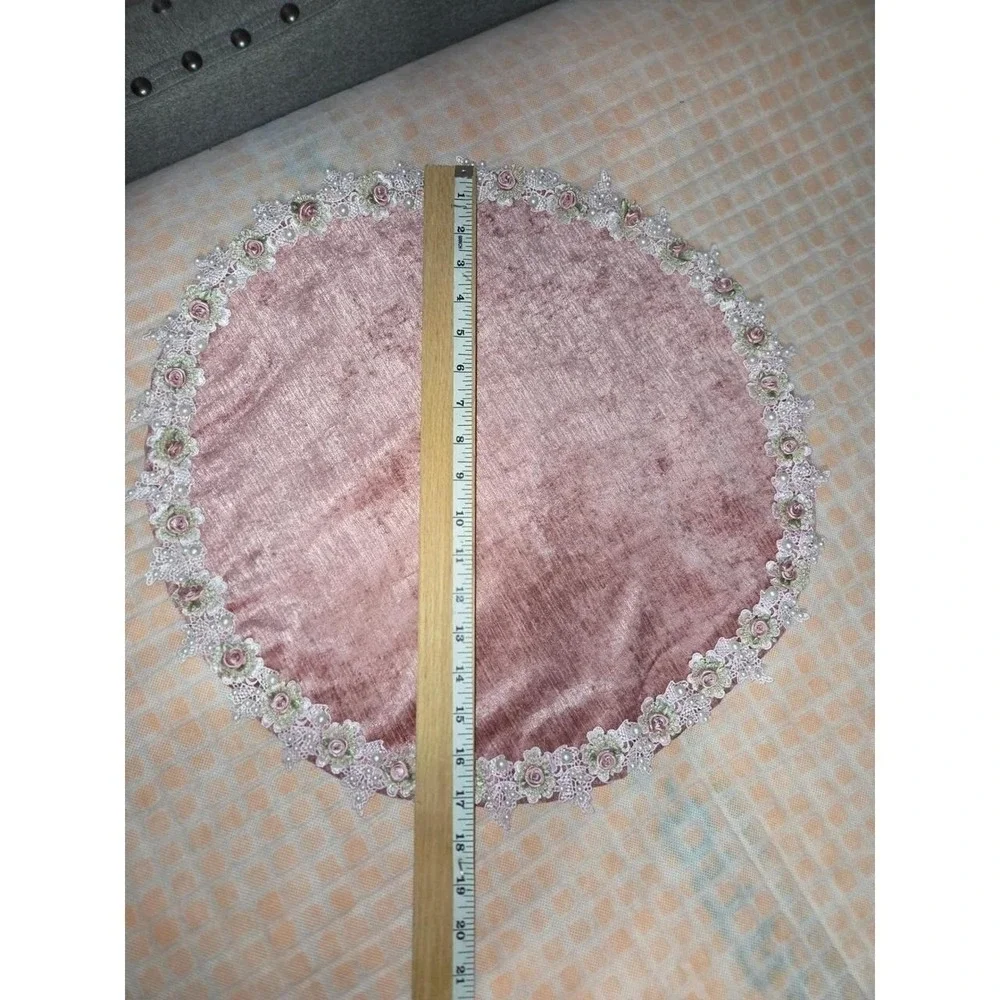 Table Mat Home 17in Pink Coquette Shabby Chic Victorian Velvet
